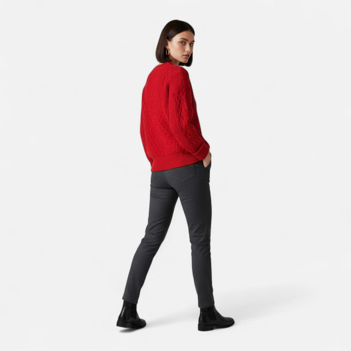 Women's Cable Knit Sweater | Round Neck Design