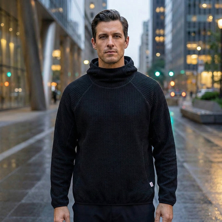 Men's Lightweight Waffle Knit Warm Pullover Hoodie