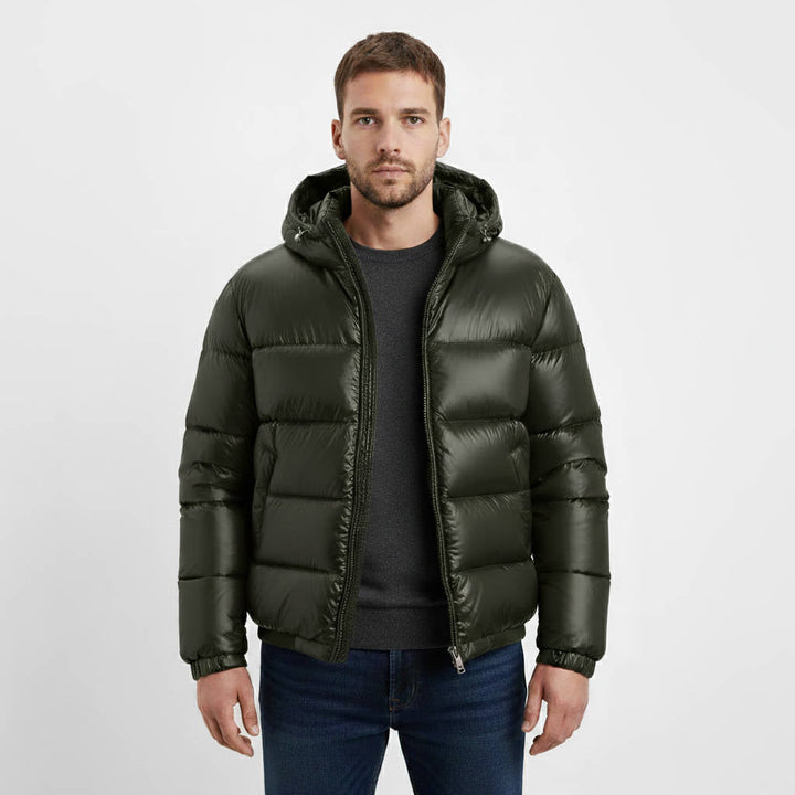 Men's Glossy Hooded Puffer Jacket
