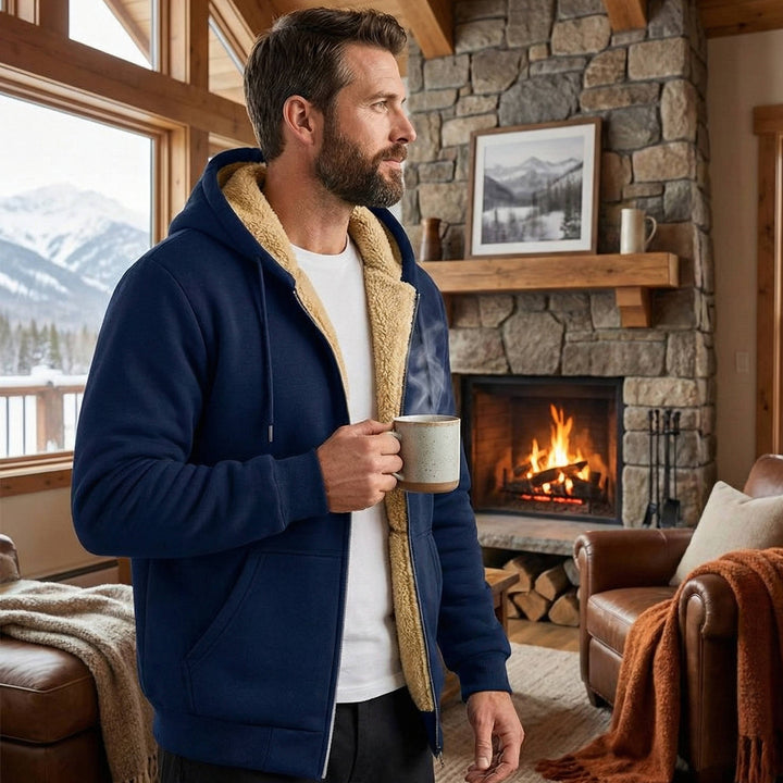 Men's Warm Sherpa Fleece Lined Zip Up Hoodie Jacket
