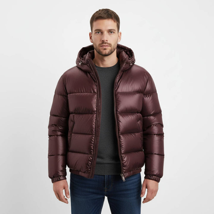 Men's Glossy Hooded Puffer Jacket