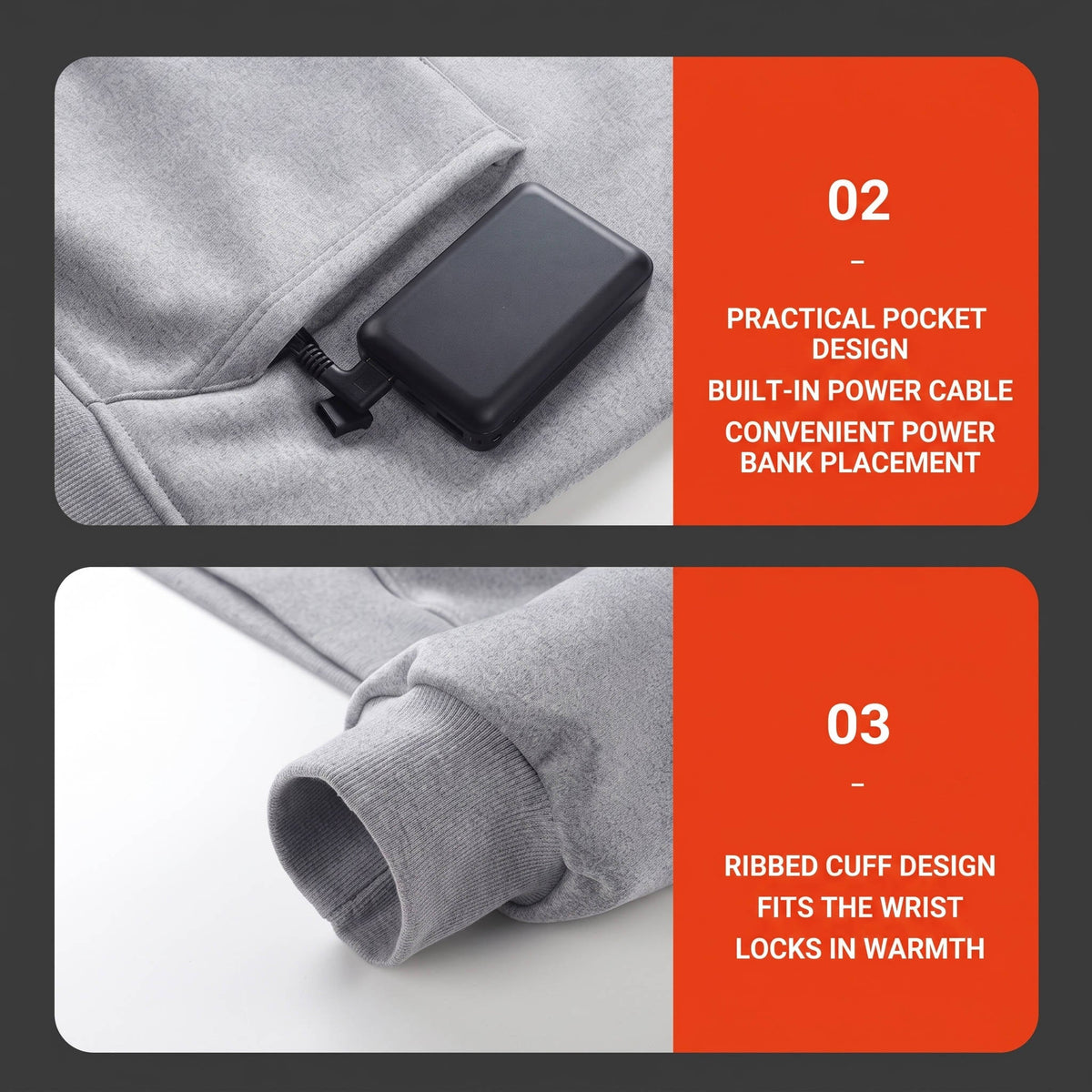Sudadera con capucha eléctrica calefactable para hombre, con forro de polar para el calor invernal