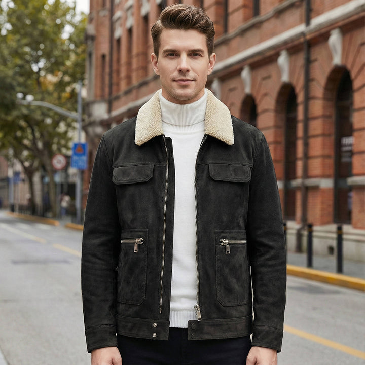 Men's Suede Casual Trucker Jacket
