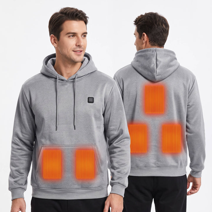 Men's Electric Heated Hoodie with Fleece Lining for Winter Warmth