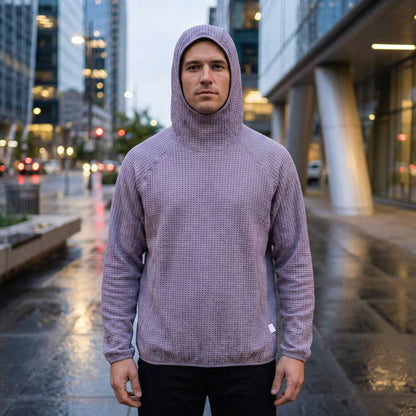 Men's Thermal Pullover Hoodie with Ribbed Cuffs for Winter Days