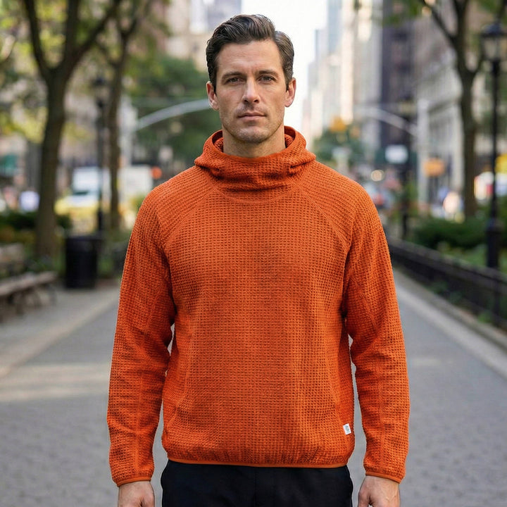 Men's Lightweight Waffle Knit Warm Pullover Hoodie