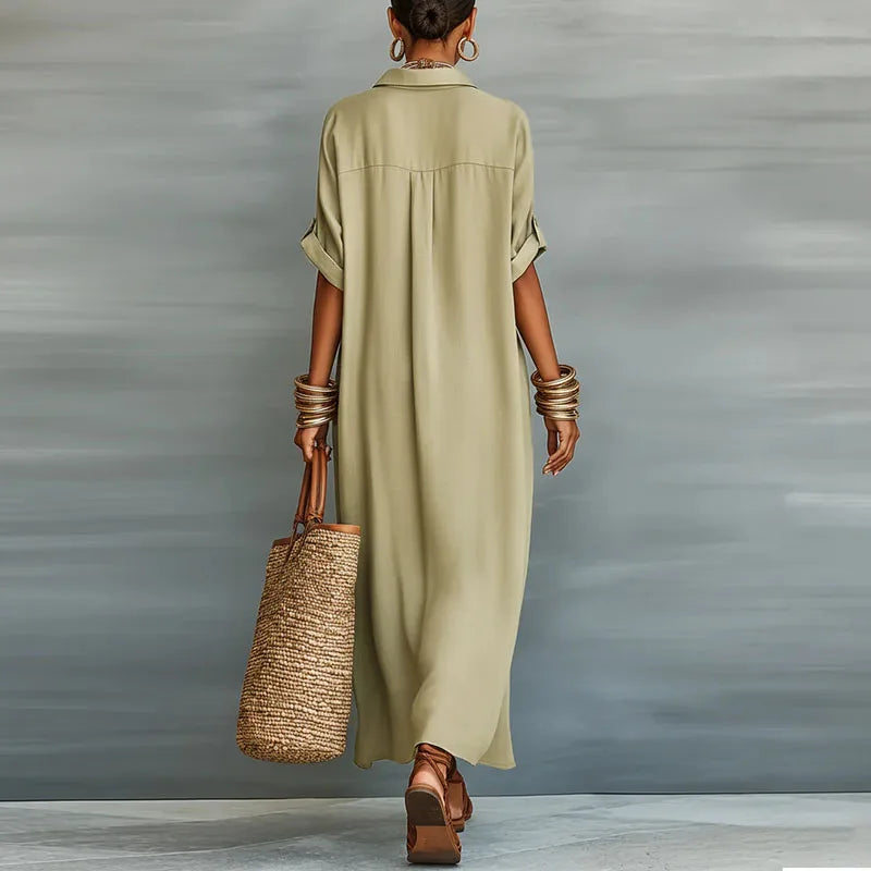 Gemma | Women's Linen Long Shirt Sundress-Omni Prime Goods