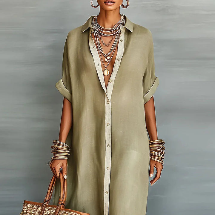 Gemma | Women's Linen Long Shirt Sundress-Omni Prime Goods