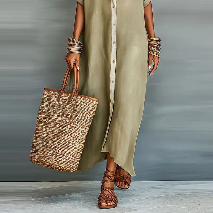 Gemma | Women's Linen Long Shirt Sundress-Omni Prime Goods