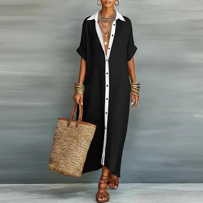 Gemma | Women's Linen Long Shirt Sundress-Omni Prime Goods