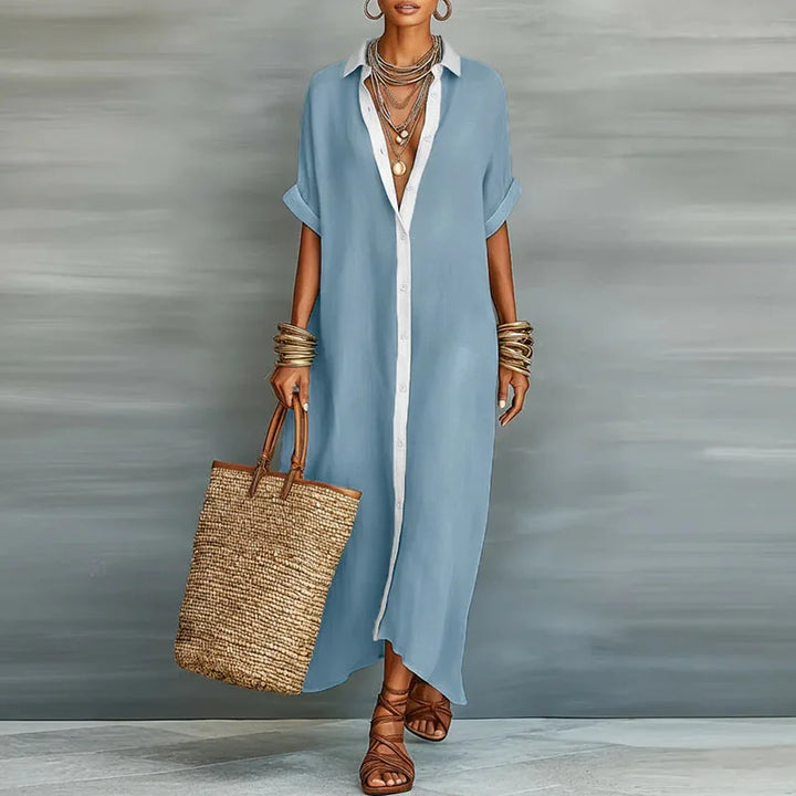 Gemma | Women's Linen Long Shirt Sundress-Omni Prime Goods