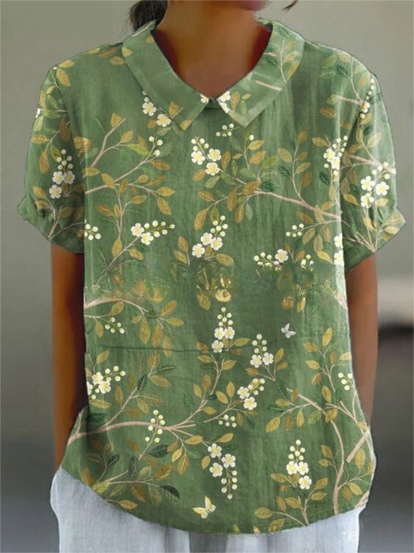 Georgia | Women's Floral Relaxed Button-Up Shirt-Omni Prime Goods