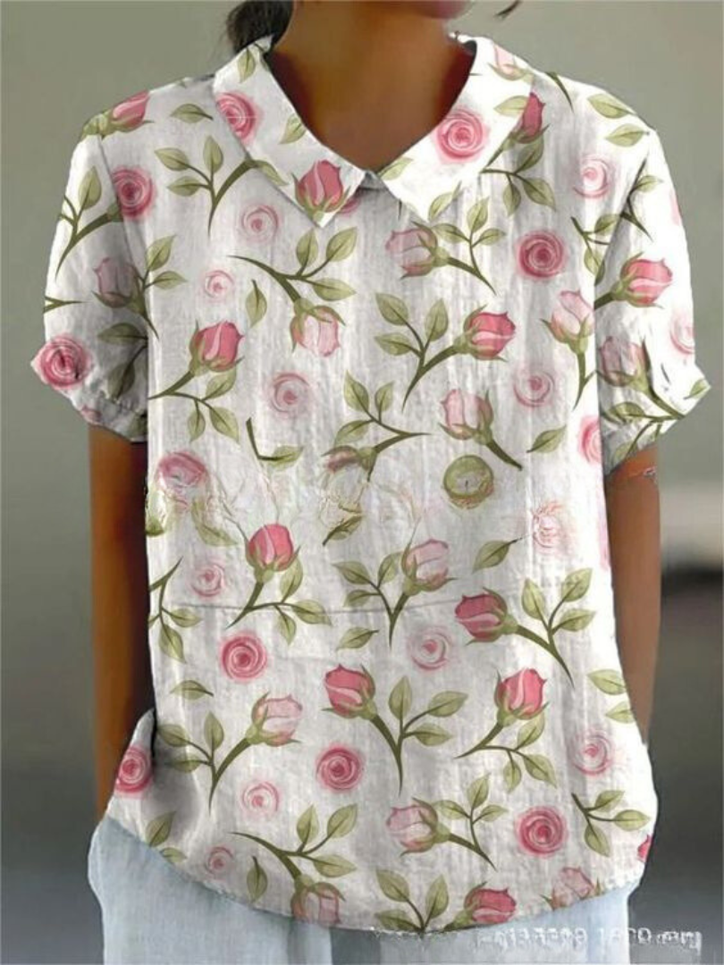 Georgia | Women's Floral Relaxed Button-Up Shirt-Omni Prime Goods
