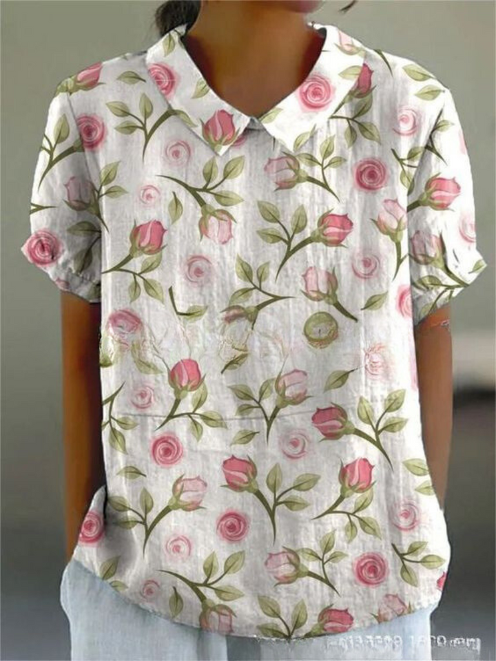 Georgia | Women's Floral Relaxed Button-Up Shirt-Omni Prime Goods