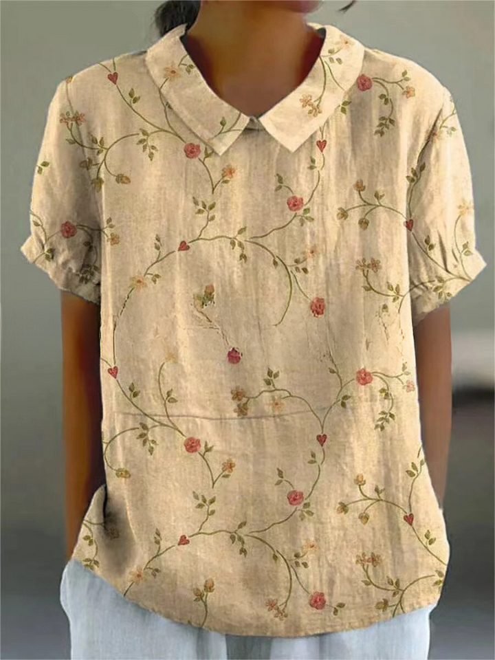 Georgia | Women's Floral Relaxed Button-Up Shirt-Omni Prime Goods