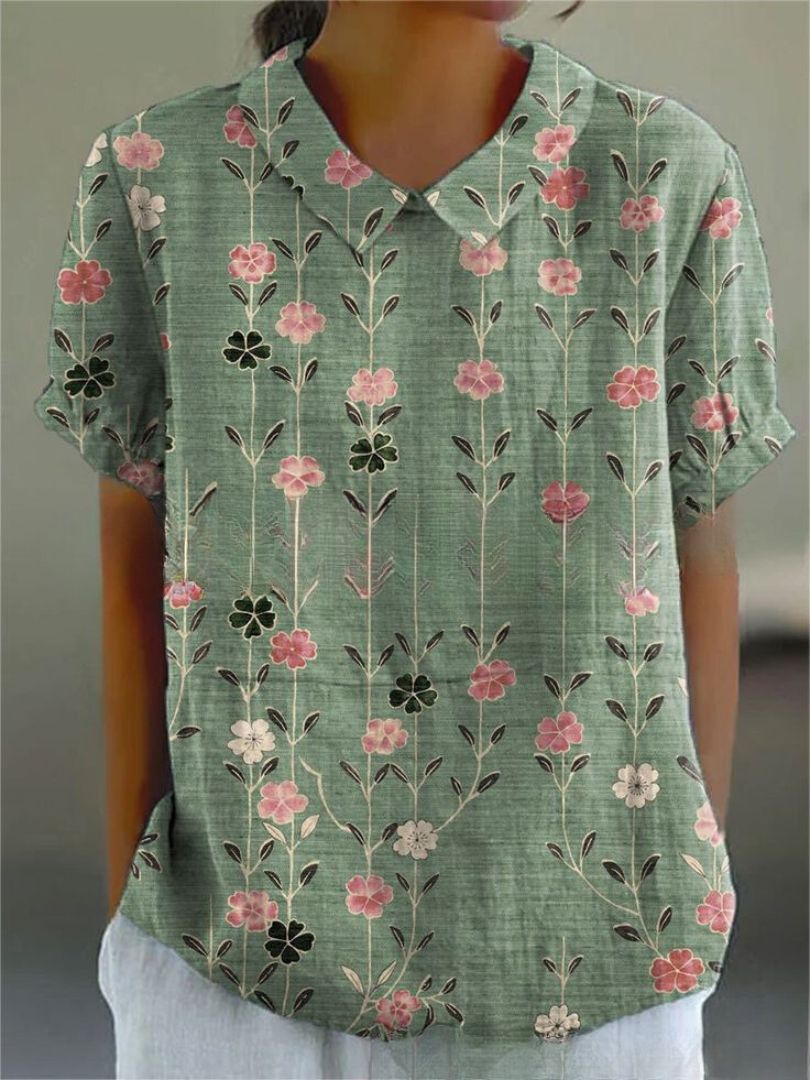 Georgia | Women's Floral Relaxed Button-Up Shirt-Omni Prime Goods