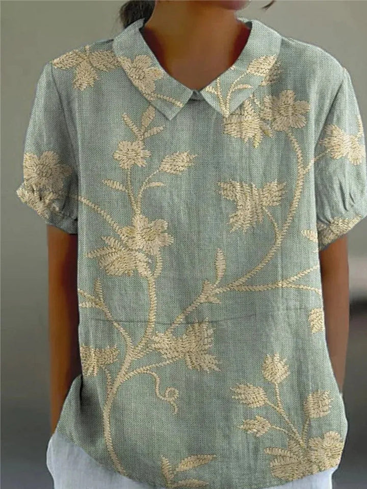 Georgia | Women's Floral Relaxed Button-Up Shirt-Omni Prime Goods