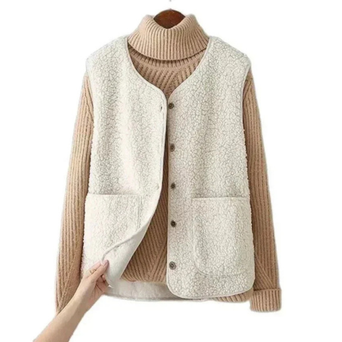 Women's Cozy Sleeveless Vest with Sheepskin Effect - Light and Warm