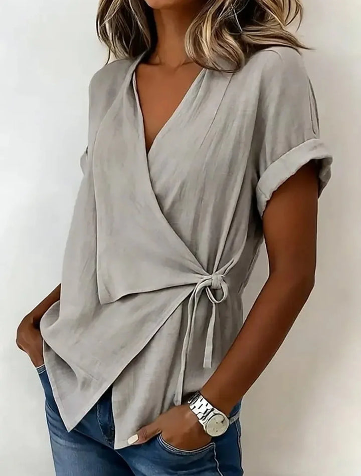 Gisselle | Women's Asymmetrical Wrap Blouse-Omni Prime Goods