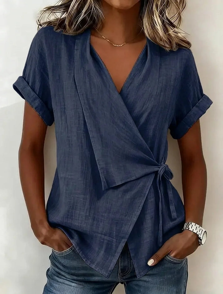 Gisselle | Women's Asymmetrical Wrap Blouse-Omni Prime Goods