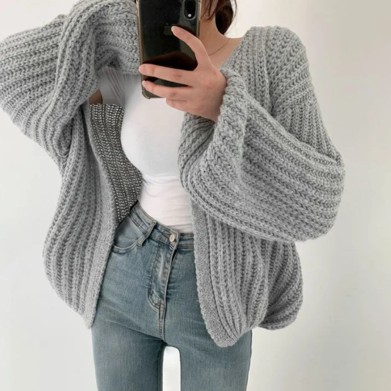 Women's Classic Lantern Sleeve Cardigan