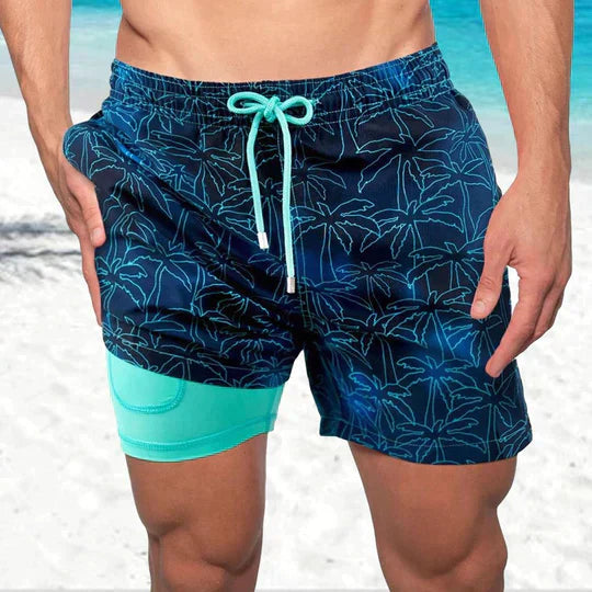 Men's Athletic Swim Shorts with Compression Lining