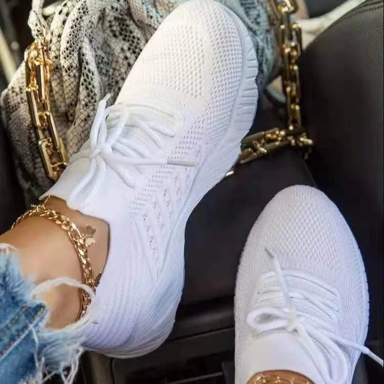 Nisha | Stylish Knit Lace-Up Sneakers for Women | Casual Footwear