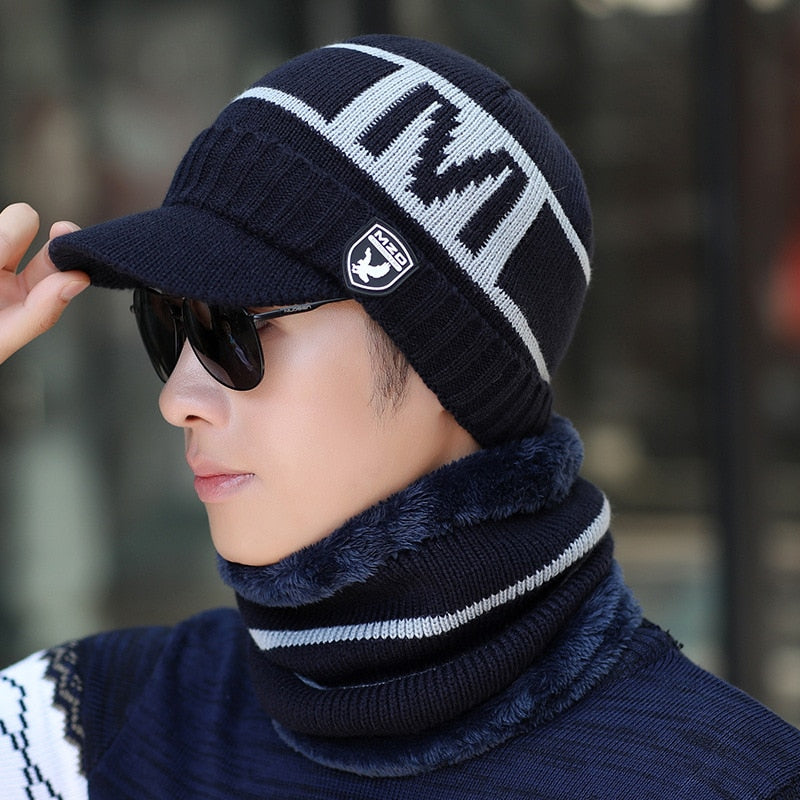 Men's Beanie with Neck and Face Protection for Autumn and Winter