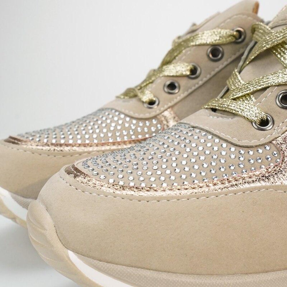 Brianna | Stylish Lace-Up Women's Sneakers with Side Zipper | Wedge Heel