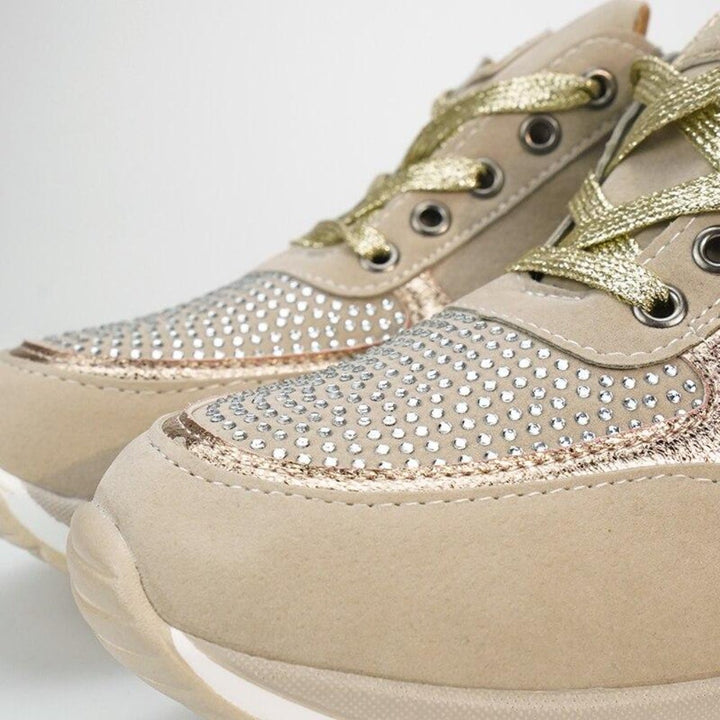 Brianna | Stylish Lace-Up Women's Sneakers with Side Zipper | Wedge Heel