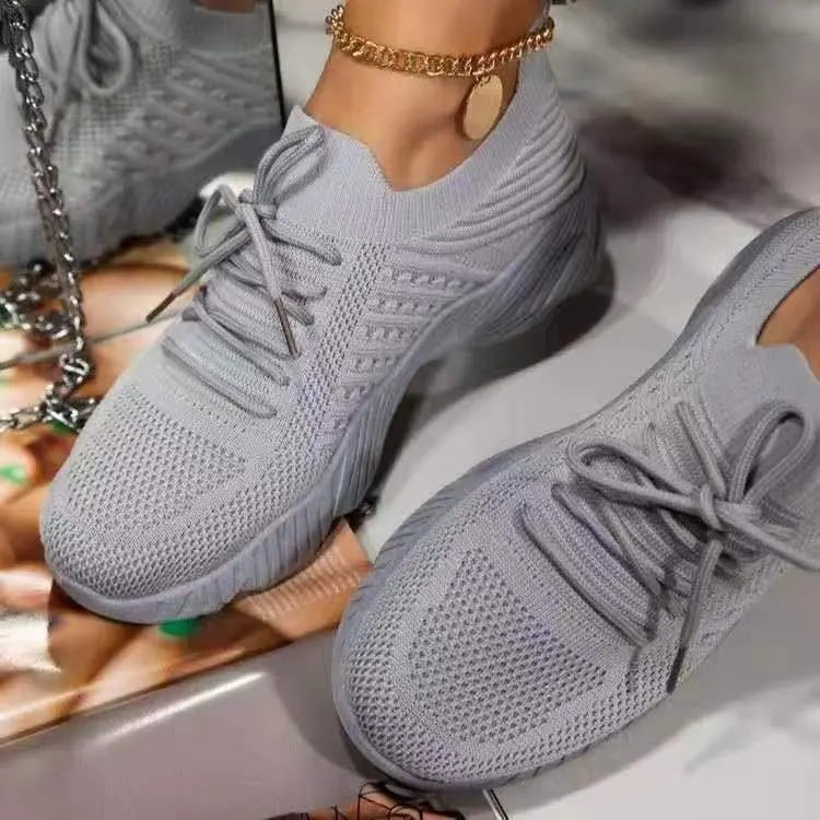 Nisha | Stylish Knit Lace-Up Sneakers for Women | Casual Footwear