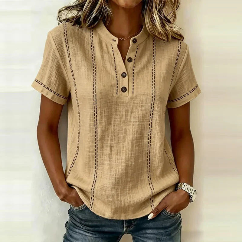 Heidi | Women's Textured Button Blouse-Omni Prime Goods