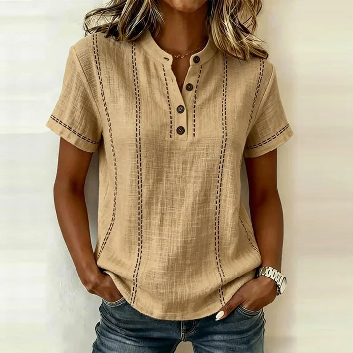 Heidi | Women's Textured Button Blouse-Omni Prime Goods