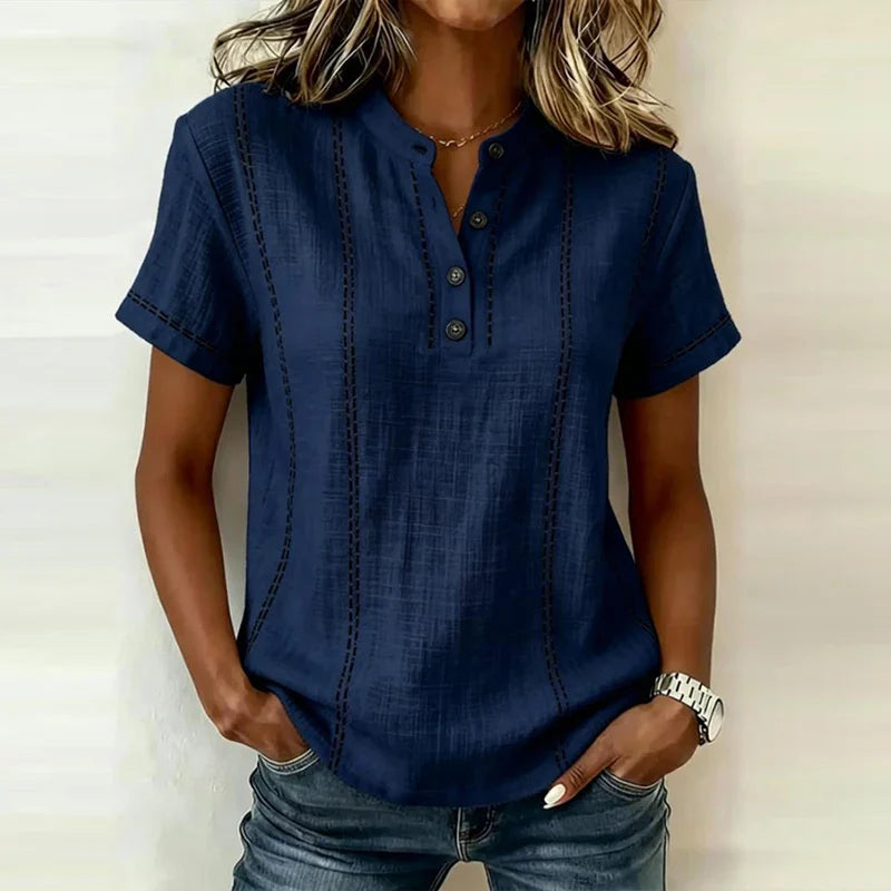 Heidi | Women's Textured Button Blouse-Omni Prime Goods