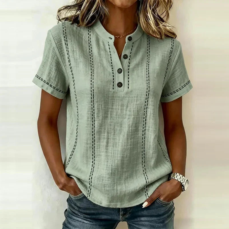 Heidi | Women's Textured Button Blouse-Omni Prime Goods