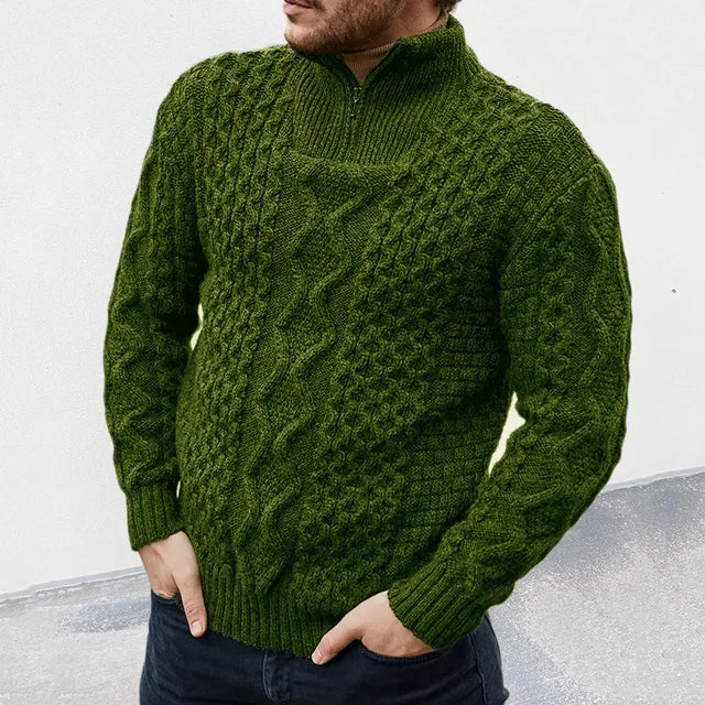 Men's Knitted Premium Sweater with Half-Zip Collar