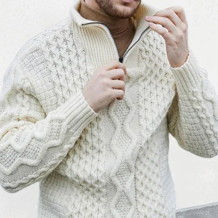 Men's Knitted Premium Sweater with Half-Zip Collar