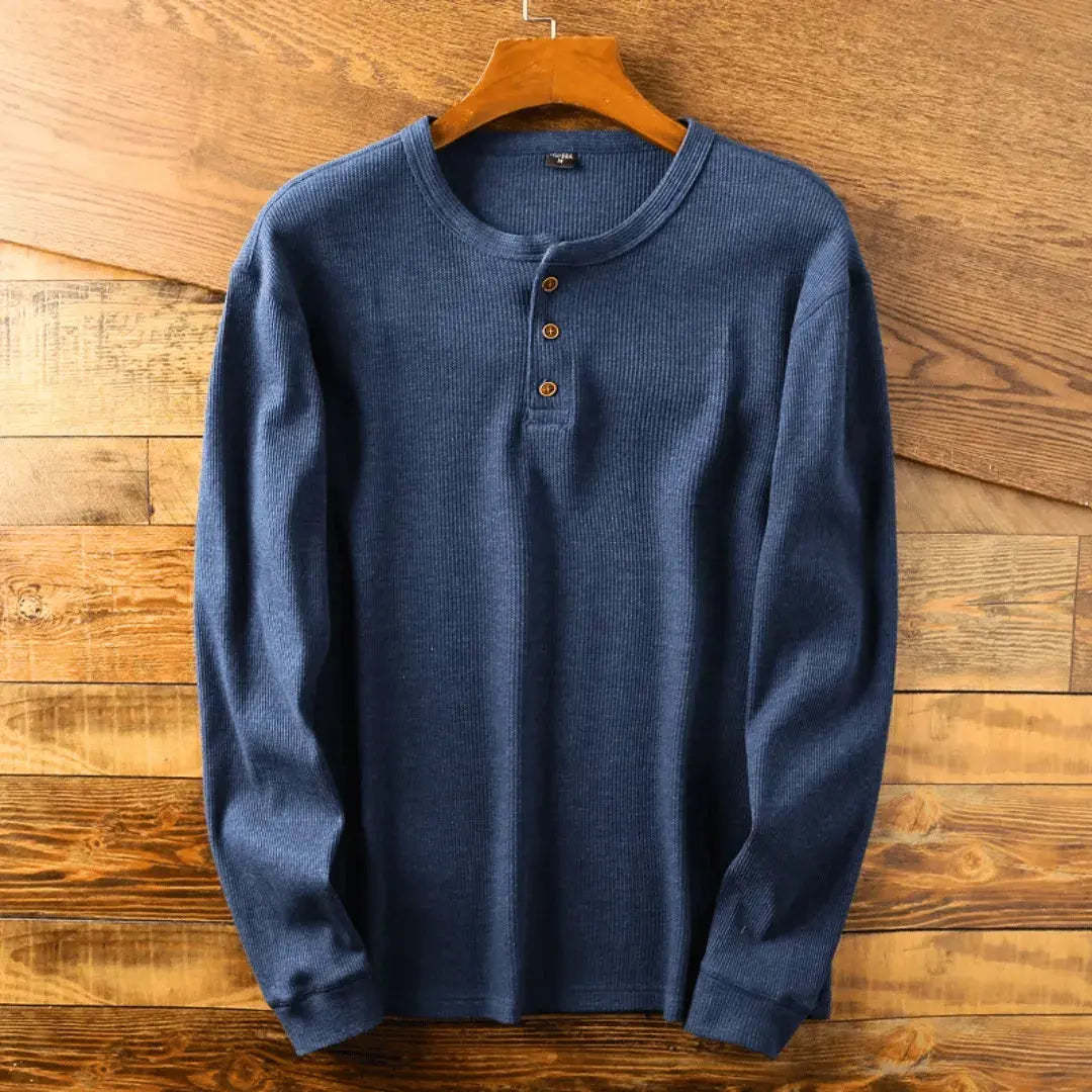 Heritage | Men's Ultra-Soft Cotton Henley Top-Omni Prime Goods