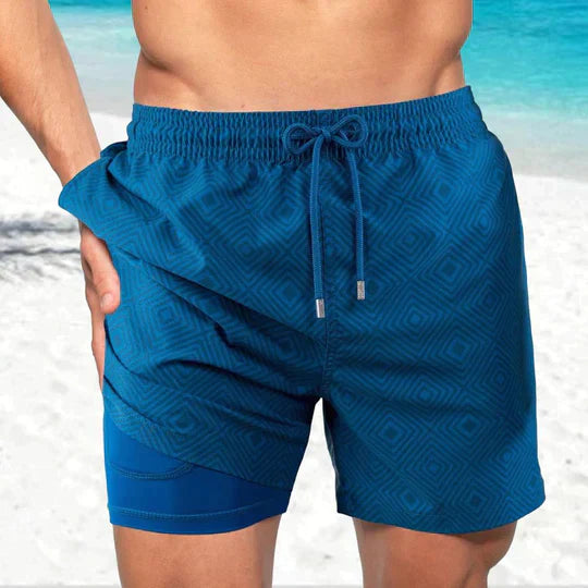 Men's Athletic Swim Shorts with Compression Lining