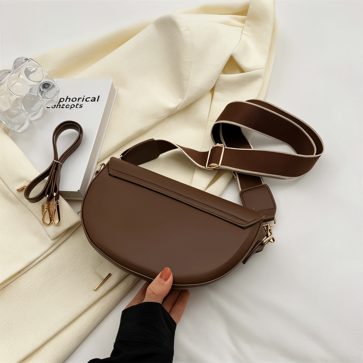 Emma | Women's Vegan Leather Curved Flap Crossbody Bag