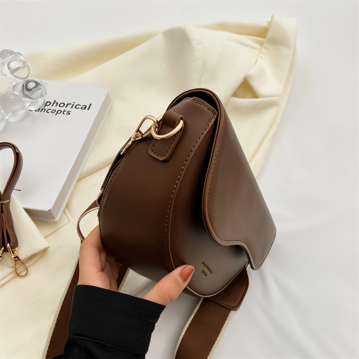 Emma | Women's Vegan Leather Curved Flap Crossbody Bag