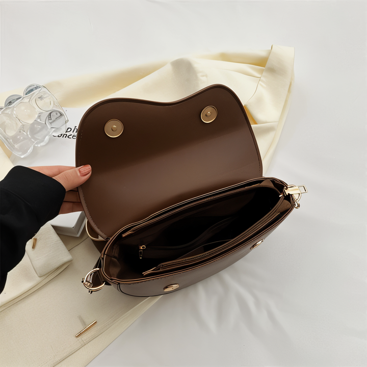 Emma | Women's Vegan Leather Curved Flap Crossbody Bag