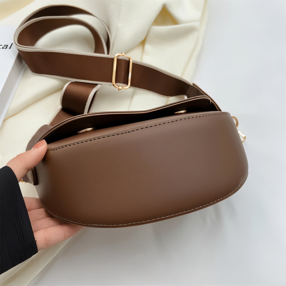 Emma | Women's Vegan Leather Curved Flap Crossbody Bag