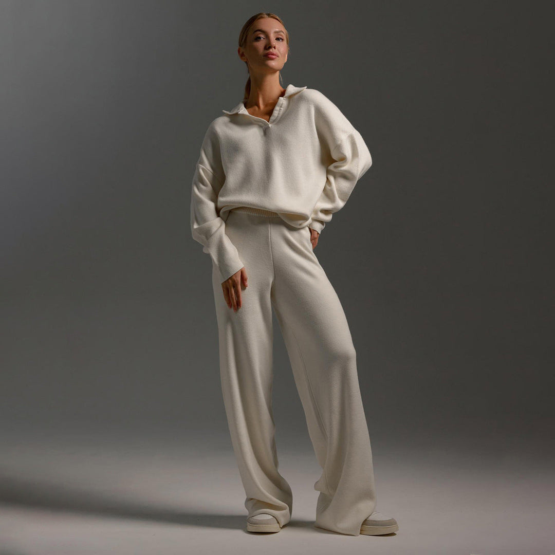 Honeylou | Women's Collared Two-Piece Relaxed Fit Lounge Outfit