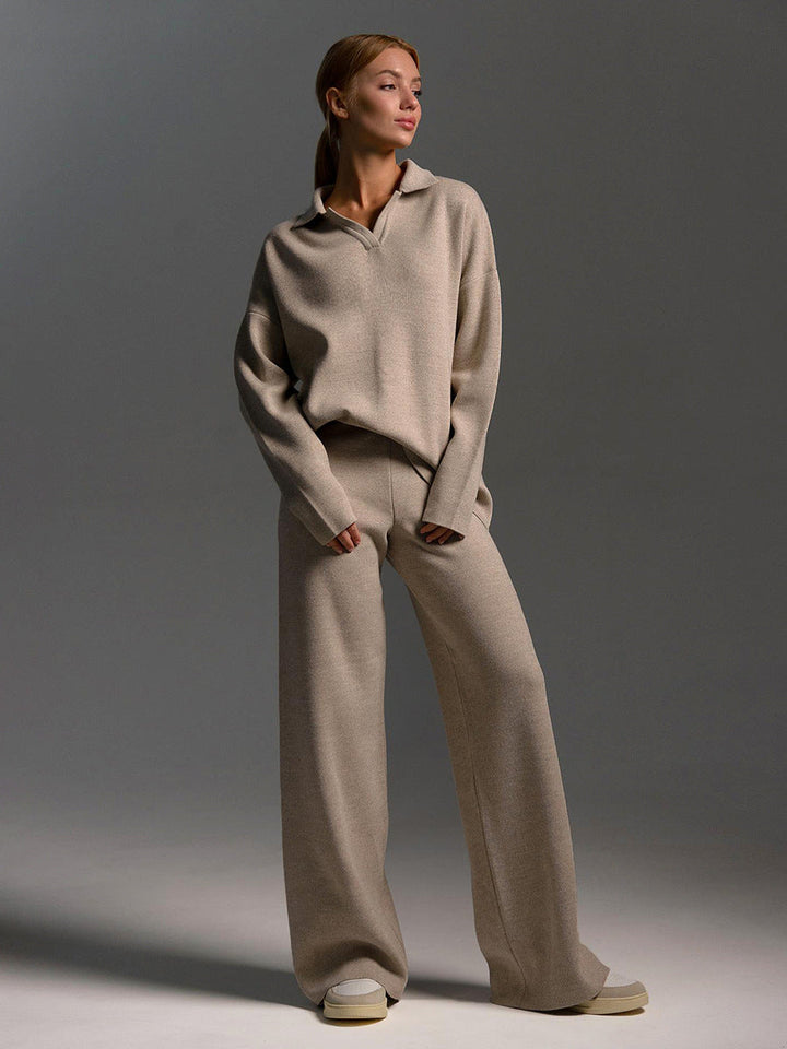 Honeylou | Women's Collared Two-Piece Relaxed Fit Lounge Outfit