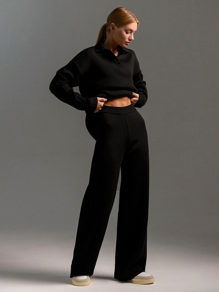 Honeylou | Women's Collared Two-Piece Relaxed Fit Lounge Outfit