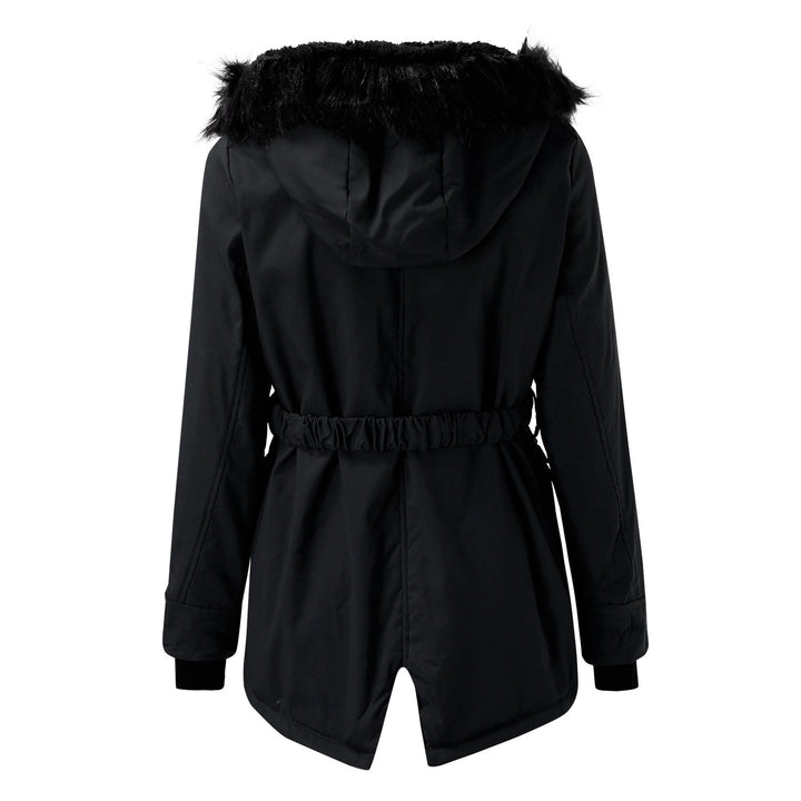 Women's Hooded Parka with Buttons and Pockets