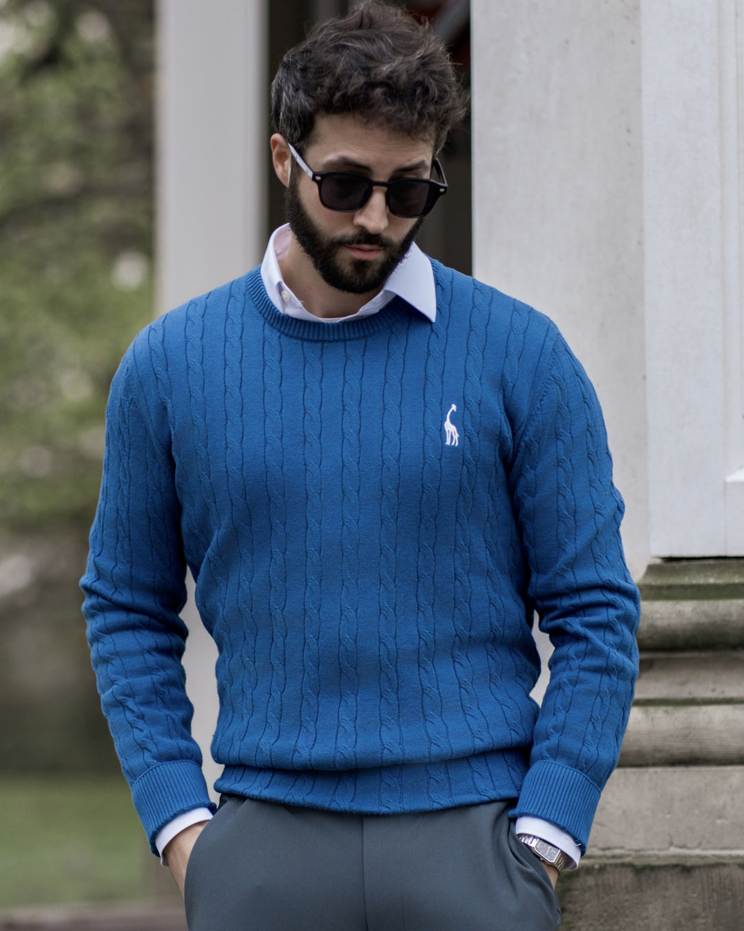 Men's Cable Knit Cotton Pullover Sweater