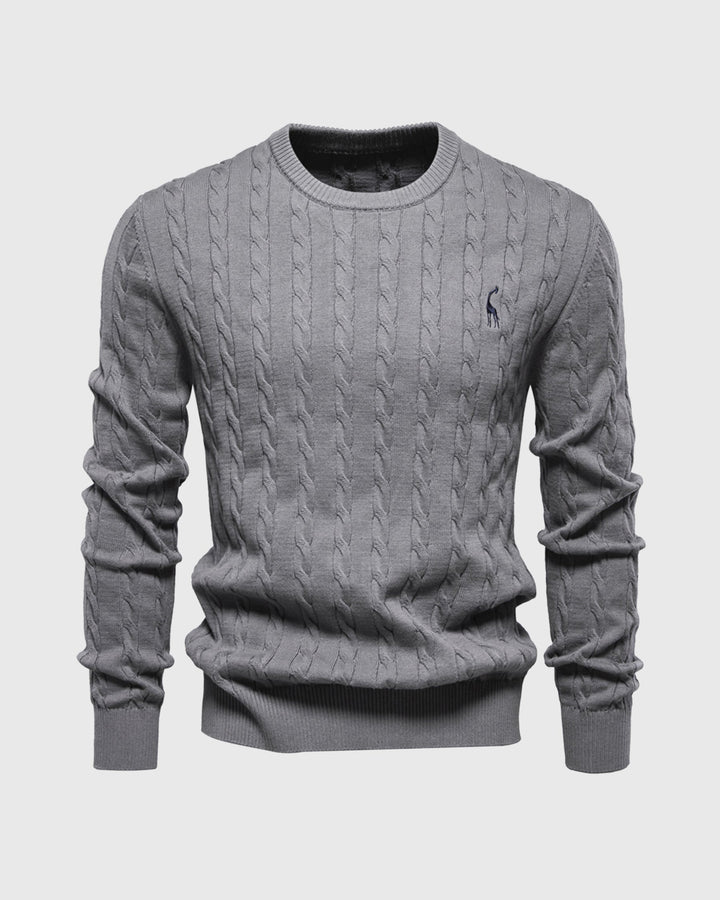 Men's Cable Knit Cotton Pullover Sweater