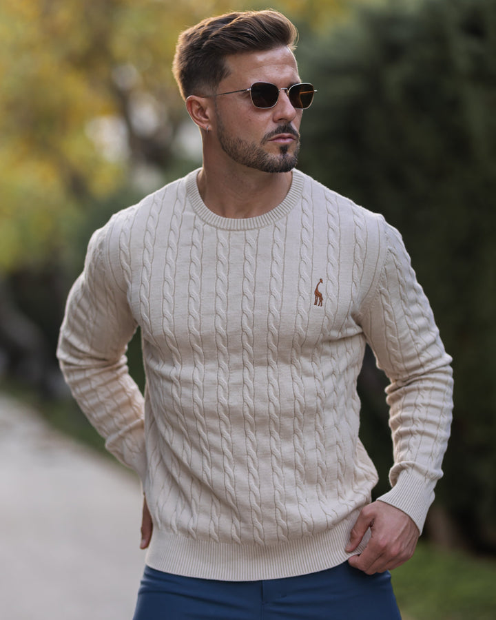 Men's Cable Knit Cotton Pullover Sweater